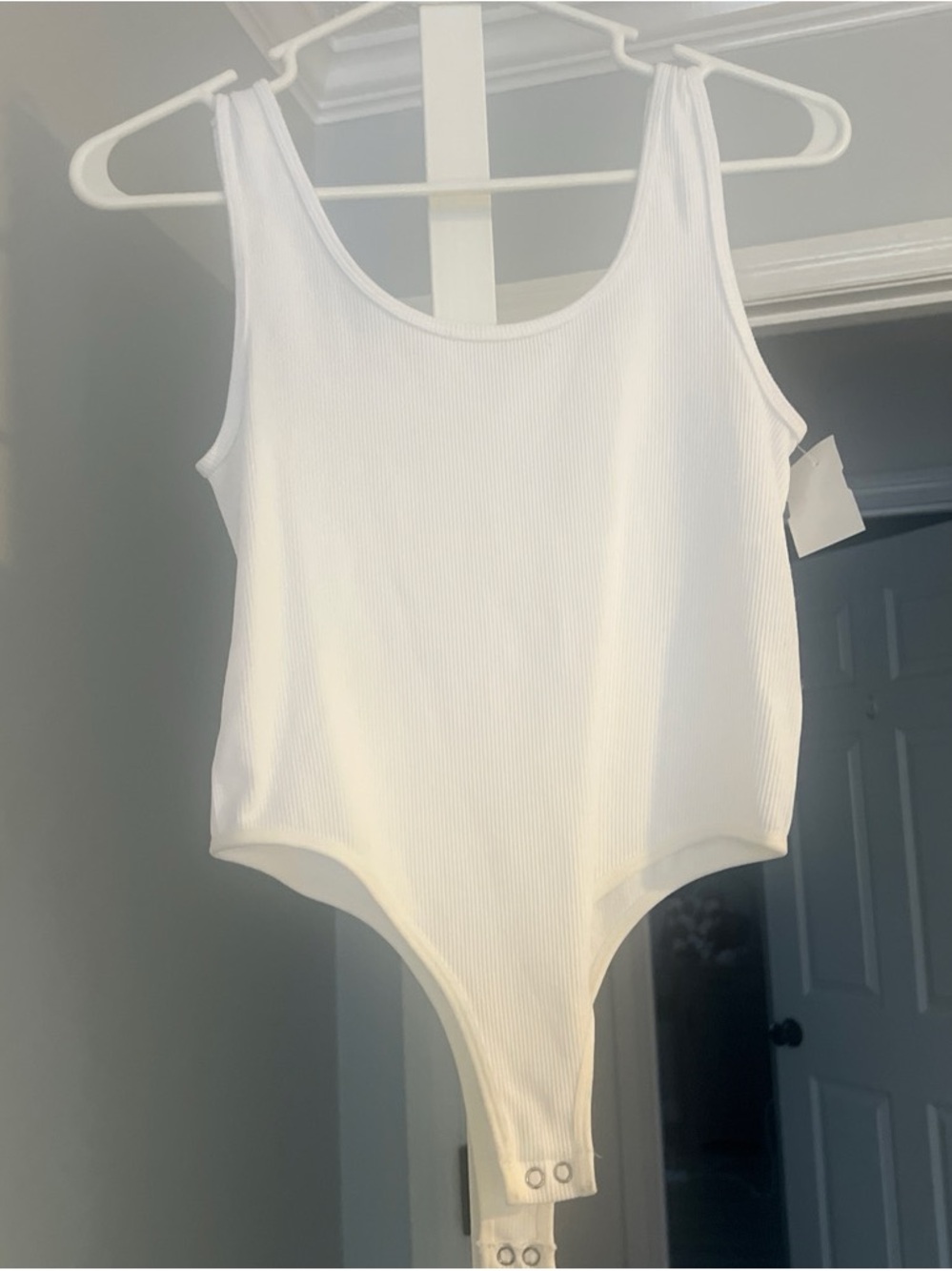 Women's White Ribbed Tank Bodysuit